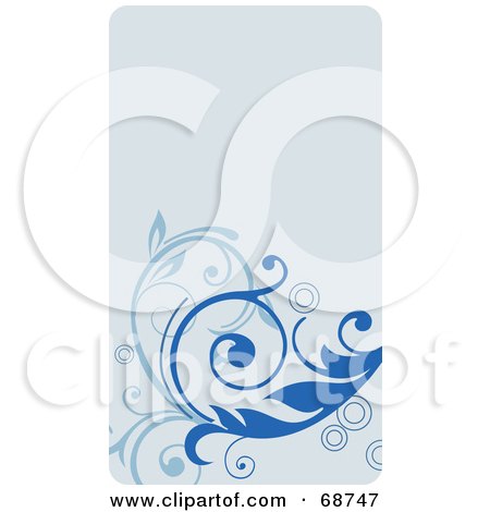 Royalty-Free (RF) Clipart Illustration of a Blue Floral Background With Vines - Version 3 by OnFocusMedia