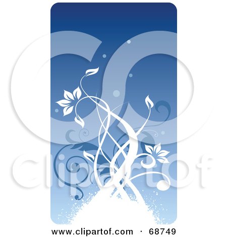 Royalty-Free (RF) Clipart Illustration of a Blue Floral Background With Vines - Version 7 by OnFocusMedia