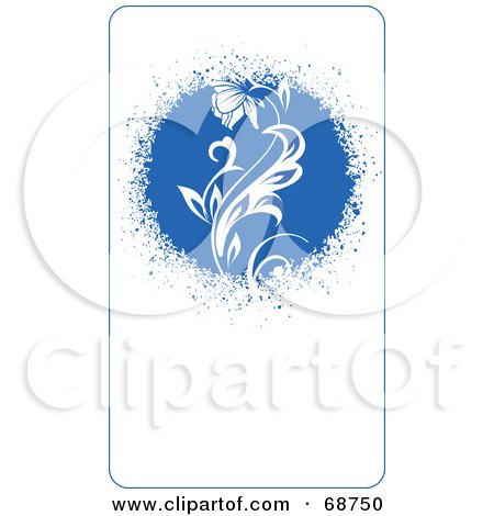 Royalty-Free (RF) Clipart Illustration of a Blue Floral Background With Vines - Version 6 by OnFocusMedia