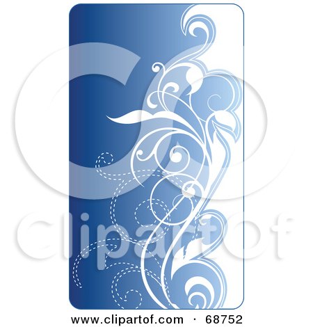 Royalty-Free (RF) Clipart Illustration of a Blue Floral Background With Vines - Version 4 by OnFocusMedia