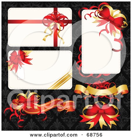 Royalty-Free (RF) Clipart Illustration of a Digital Collage Of Christmas Present Backgrounds, Bows And Banners by OnFocusMedia