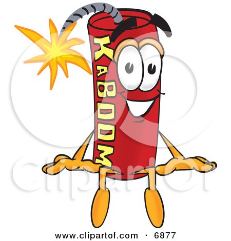 Clipart Picture of a Red Dynamite Mascot Cartoon Character Sitting by Mascot Junction