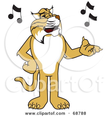 Royalty-Free (RF) Clipart Illustration of a Bobcat Character Singing by Mascot Junction