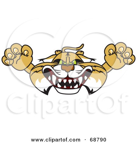 Royalty-Free (RF) Clipart Illustration of a Bobcat Character Lurching Forward by Mascot Junction