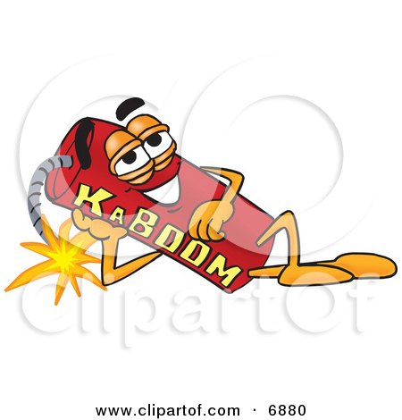 Clipart Picture of a Red Dynamite Mascot Cartoon Character Resting His Head on His Hand by Mascot Junction