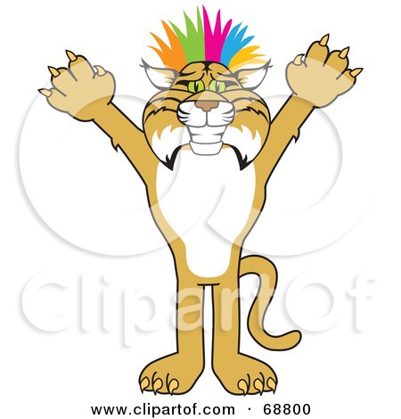 Royalty-Free (RF) Clipart Illustration of a Bobcat Character Punk by Mascot Junction
