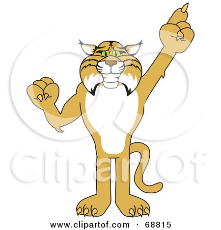 Royalty-Free (RF) Clipart Illustration of a Bobcat Character Pointing Up by Mascot Junction