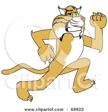 Royalty-Free (RF) Clipart Illustration of a Bobcat Character Running by Mascot Junction