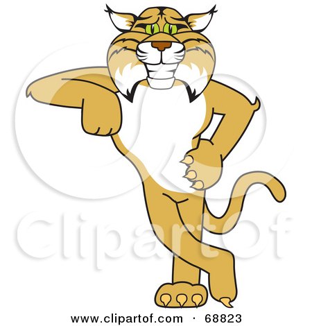Royalty-Free (RF) Clipart Illustration of a Bobcat Character Leaning by Mascot Junction