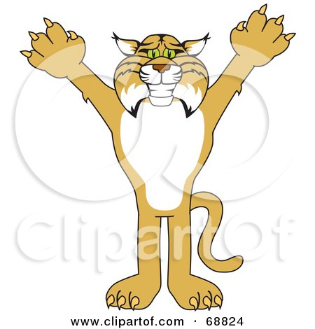Royalty-Free (RF) Clipart Illustration of a Bobcat Character Reaching Out by Mascot Junction