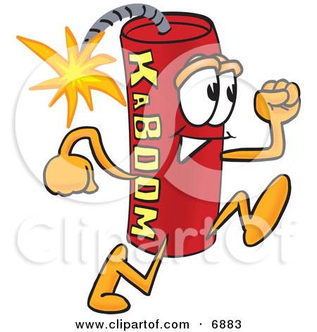 Clipart Picture of a Red Dynamite Mascot Cartoon Character Running by Mascot Junction