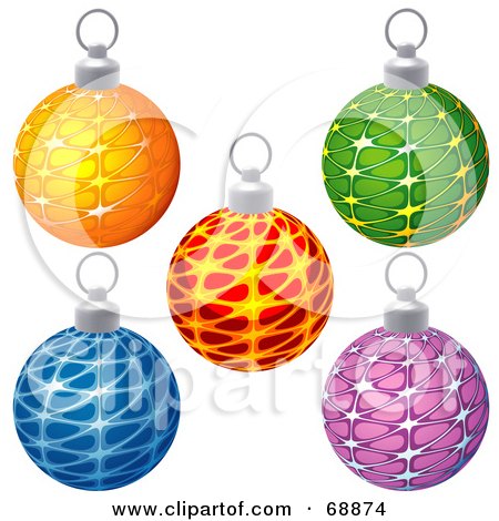 Royalty-Free (RF) Clipart Illustration of a Digital Collage Of Five Colorful Christmas Baubles - Version 1 by dero