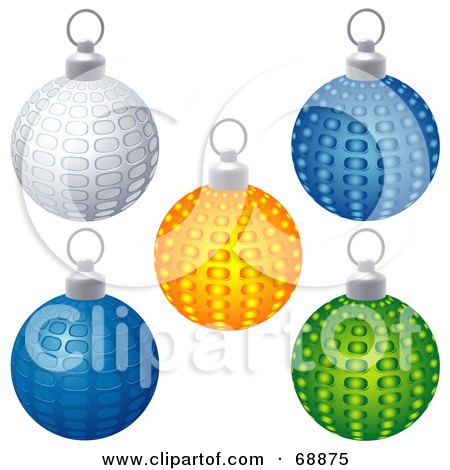 Royalty-Free (RF) Clipart Illustration of a Digital Collage Of Five Colorful Christmas Baubles - Version 2 by dero