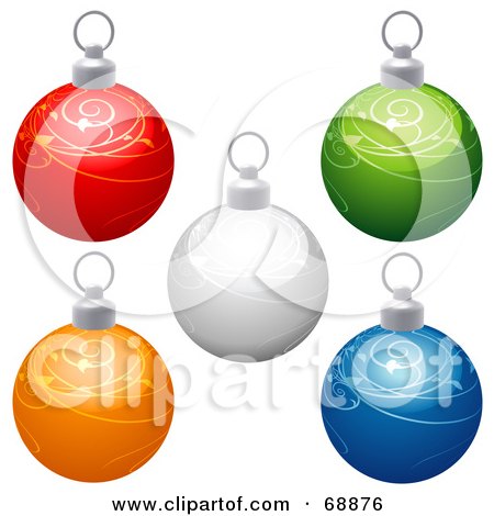 Royalty-Free (RF) Clipart Illustration of a Digital Collage Of Five Colorful Christmas Baubles - Version 4 by dero