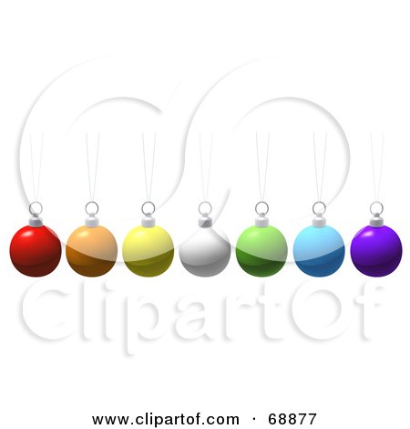 Royalty-Free (RF) Clipart Illustration of a Row Of Suspended Colorful 3d Christmas Baubles by dero