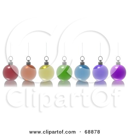 Royalty-Free (RF) Clipart Illustration of a Row Of Suspended Colorful 3d Glass Christmas Baubles by dero