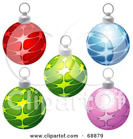 Royalty-Free (RF) Clipart Illustration of a Digital Collage Of Five Colorful Christmas Baubles - Version 3 by dero