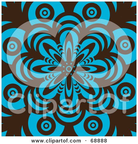 Royalty-Free (RF) Clipart Illustration of a Retro Brown And Turquoise Flower Pattern Background by michaeltravers