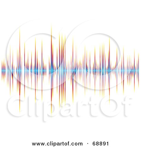 Royalty-Free (RF) Clipart Illustration of a Rainbow Colorful, Spiking Beat Background On White by michaeltravers