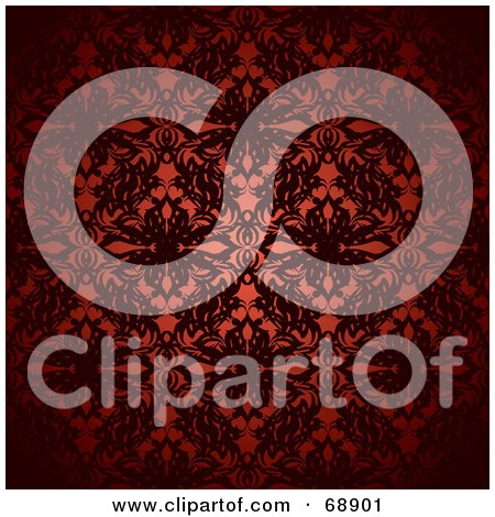 Royalty-Free (RF) Clipart Illustration of a Dark Red Floral Pattern Background by michaeltravers