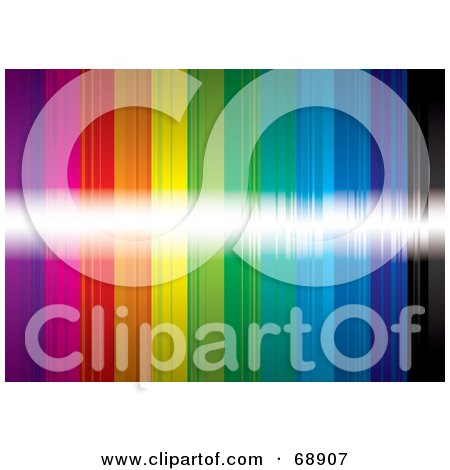 Royalty-Free (RF) Clipart Illustration of a Vertical Rainbow Line Background With A Ray Of Light by michaeltravers