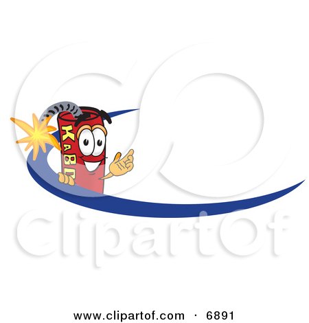 Clipart Picture of a Red Dynamite Mascot Cartoon Character Logo With a Blue Dash by Mascot Junction