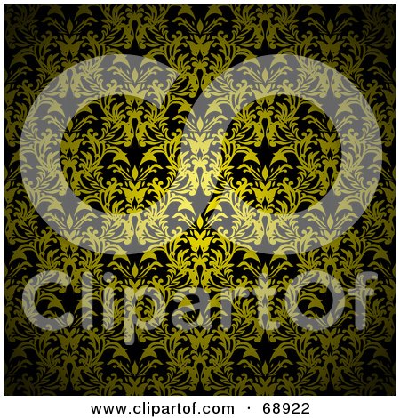 Royalty-Free (RF) Clipart Illustration of a Dark Yellow Floral Pattern Background by michaeltravers