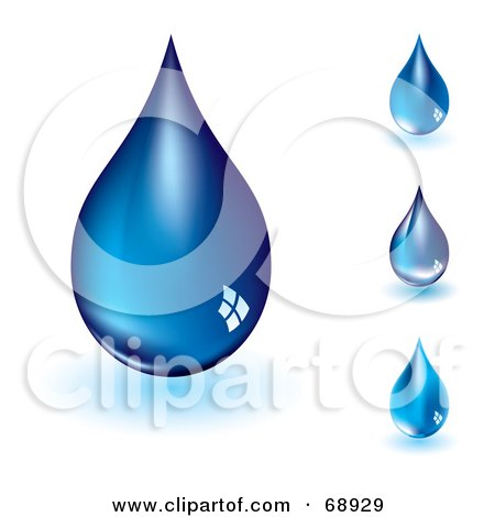Royalty-Free (RF) Clipart Illustration of a Digital Collage Of Four Blue Water Drops by michaeltravers
