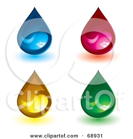 Royalty-Free (RF) Clipart Illustration of a Digital Collage Of Colorful Shiny Yin Yang Water Drops by michaeltravers