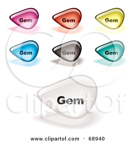 Royalty-Free (RF) Clipart Illustration of a Digital Collage Of Colorful Gem Stone Shaped Buttons With Text by michaeltravers