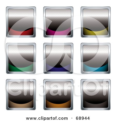 Royalty-Free (RF) Clipart Illustration of a Digital Collage Of Nine Black And Colorful Square Buttons by michaeltravers