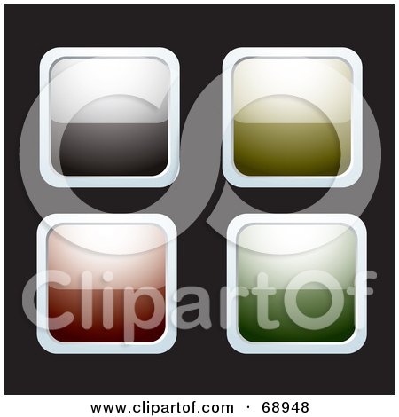 Royalty-Free (RF) Clipart Illustration of a Digital Collage Of Four Shiny Chrome Rimmed Reflective Buttons by michaeltravers