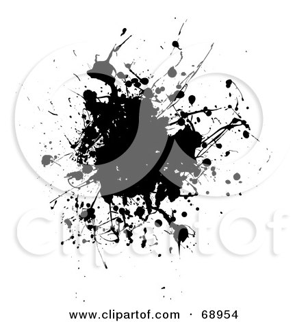 Royalty-Free (RF) Clipart Illustration of a Black And White Background Of An Ink Splatter - Version 1 by michaeltravers