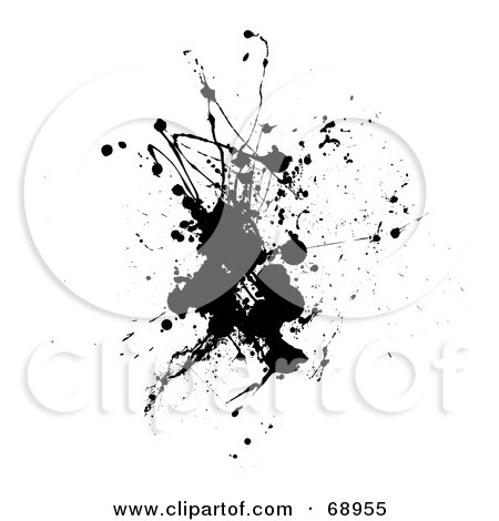Royalty-Free (RF) Clipart Illustration of a Black And White Background Of An Ink Splatter - Version 3 by michaeltravers