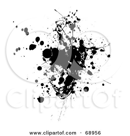 Royalty-Free (RF) Clipart Illustration of a Black And White Background Of An Ink Splatter - Version 4 by michaeltravers