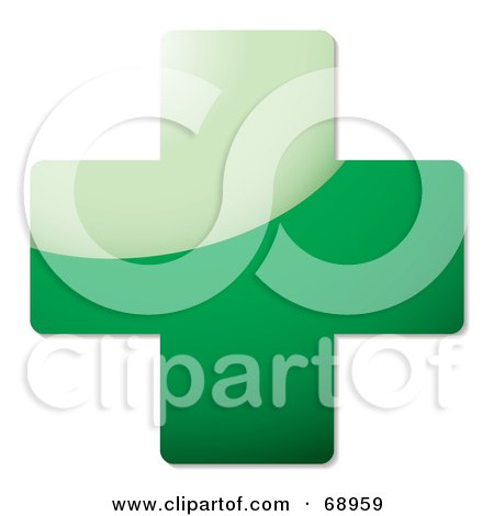 Royalty-Free (RF) Clipart Illustration of a Shiny 3d Green Cross by michaeltravers