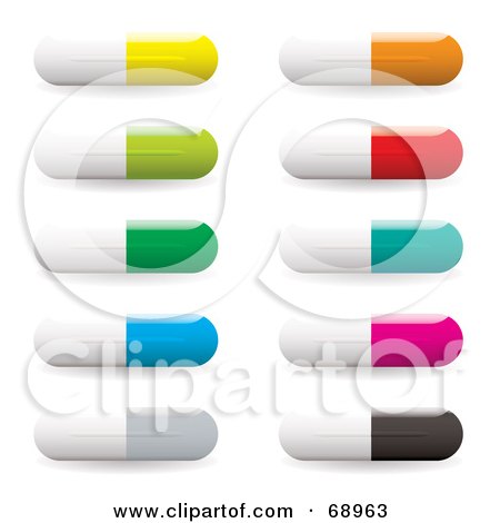 Royalty-Free (RF) Clipart Illustration of a Digital Collage Of White And Colorful Pills by michaeltravers