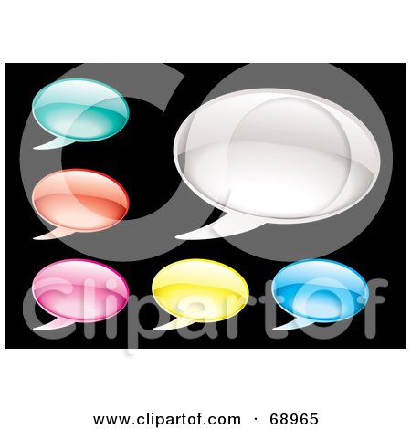 Royalty-Free (RF) Clipart Illustration of a Digital Collage Of Colorful Shiny Speech Balloon Icons by michaeltravers