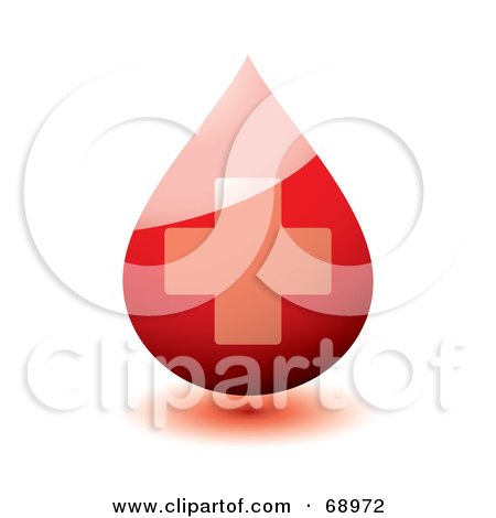 Royalty-Free (RF) Clipart Illustration of a 3d Shiny Blood Drop With A Cross by michaeltravers