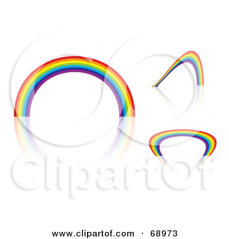 Royalty-Free (RF) Clipart Illustration of a Digital Collage Of Three Different Shaped Rainbows With Reflections by michaeltravers