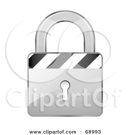 Royalty-Free (RF) Clipart Illustration of a Secured 3d Silver Padlock With Stripes by beboy