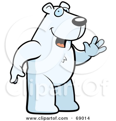 Royalty-Free (RF) Clipart Illustration of a Waving White Polar Bear Character by Cory Thoman