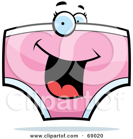 Royalty-Free (RF) Clipart Illustration of an Excited Pink Underwear Character by Cory Thoman