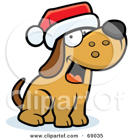 Royalty-Free (RF) Clipart Illustration of a Max Dog Character Wearing A Santa Hat by Cory Thoman