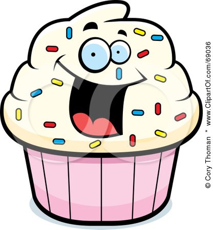 Royalty-Free (RF) Clipart Illustration of an Excited Cupcake Character by Cory Thoman