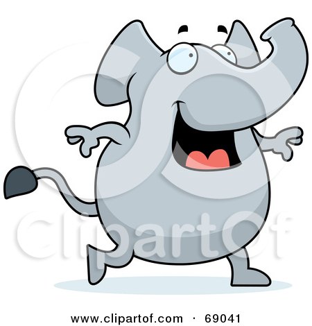 Royalty-Free (RF) Clipart Illustration of a Happy Smiling And Walking Gray Elephant by Cory Thoman