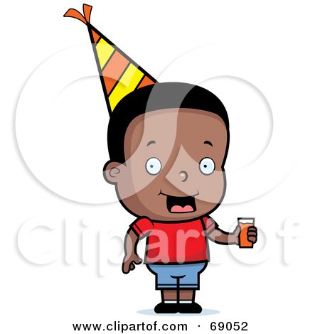Royalty-Free (RF) Clipart Illustration of a Black Birthday Boy Holding Punch by Cory Thoman
