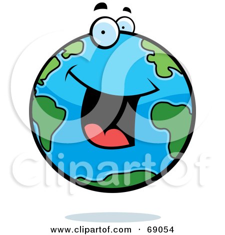 Royalty-Free (RF) Clipart Illustration of an Excited Earth Character by Cory Thoman
