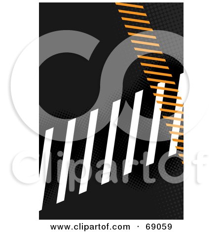 Royalty-Free (RF) Clipart Illustration of a Black Background With White And Orange Hazard Stripes by Arena Creative