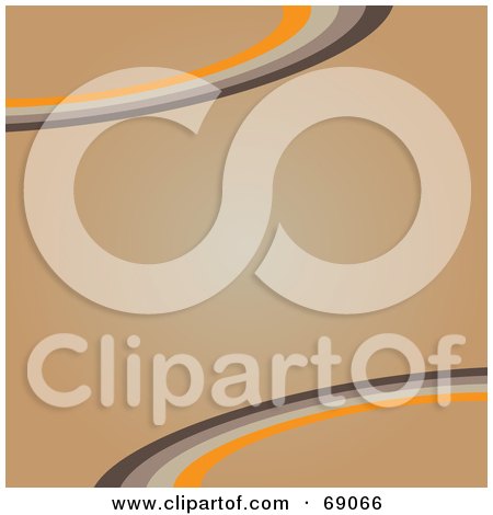Royalty-Free (RF) Clipart Illustration of a Brown Background With Retro Colored Swoosh Corners by Arena Creative
